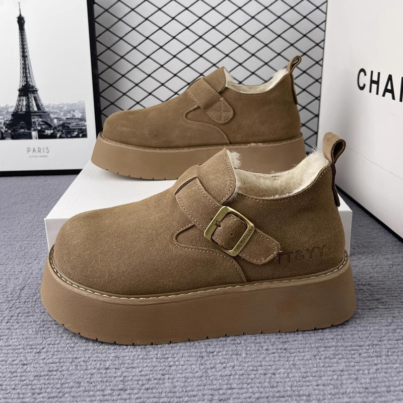 厚底全包勃肯鞋女鞋子加绒保暖雪地靴2025新款冬季复古乐福鞋棉鞋,淘宝优惠券,粉丝福利购,淘宝优惠卷