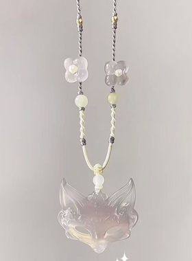 新中式面具狐面美学狐狸编织守护吊坠男女项链2025新款国风送礼物