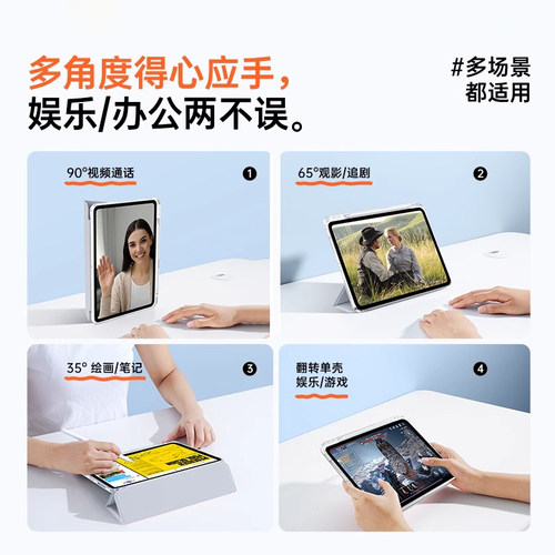 适用ipad保护壳ipadair6/5平板套mini7苹果pro20249笔槽10防摔8电脑411英寸13三折硅胶ar3九2配件1防弯轻薄 - 图3