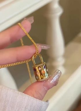 中古轻奢手工滴釉花朵水桶包包项链女小众轻奢精致独特锁骨链