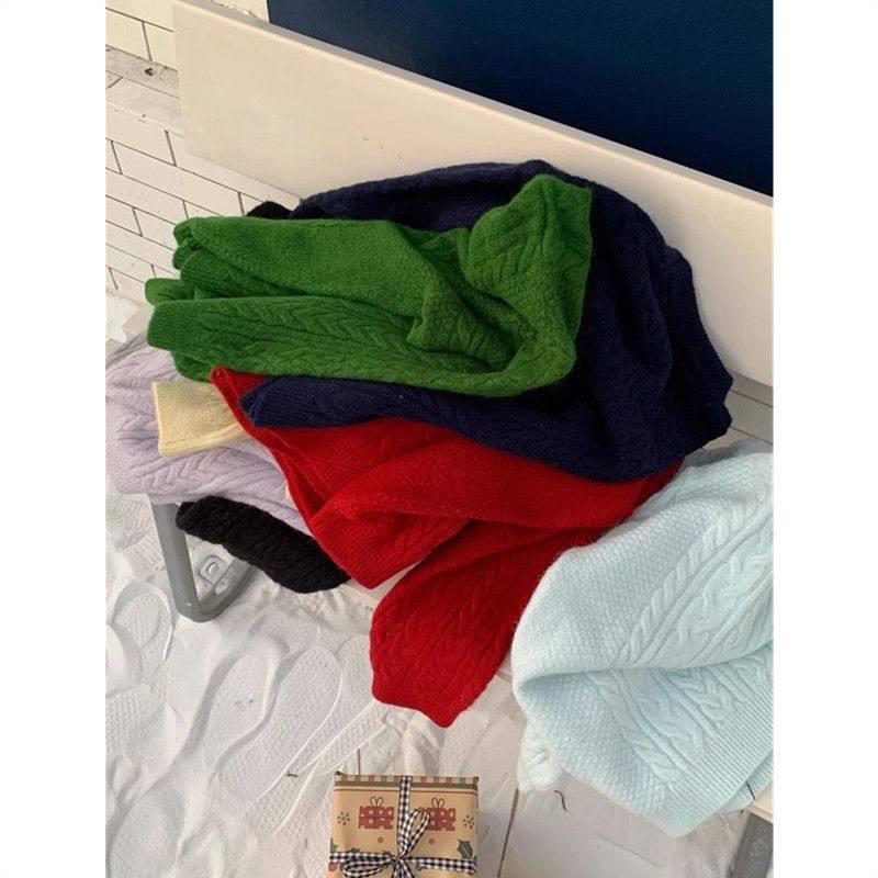 2025年新款慵懒风高级感韩系大码内搭打底衫白色麻花毛衣女秋冬季,淘宝优惠券,粉丝福利购,淘宝优惠卷