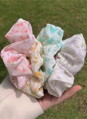 头绳扎头发爆款碎花发圈法式猪大肠皮筋小肠圈发带发饰绿色波点