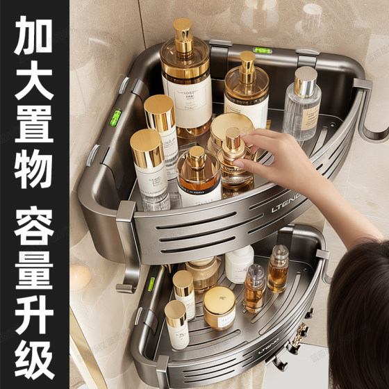 Bathroom storage rack without punching holes on the bathroom wall suction cup triangle basket toilet bathroom shower gel storage rack