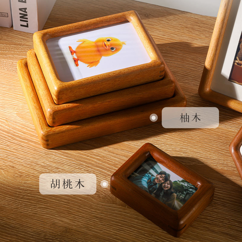 实木相框摆台黑胡桃榫卯圆角6 7 8 A4寸情侣画框挂墙高级感空框 - 图0