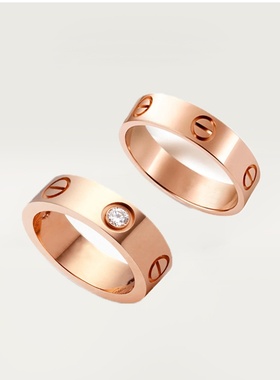 钉子戒指高版本18K经典款玫瑰金男女love满天星情侣对戒指环一字