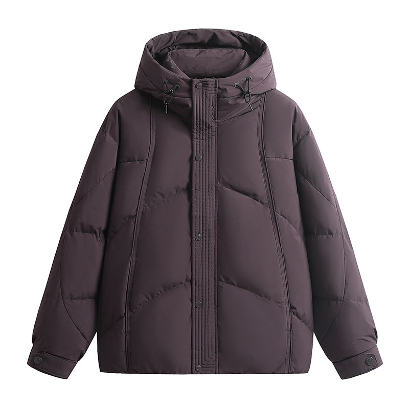 OVJF羽绒连帽外套2026冬季新款男士上衣运动保暖工装紫色黑色背面,淘宝优惠券,粉丝福利购,淘宝优惠卷