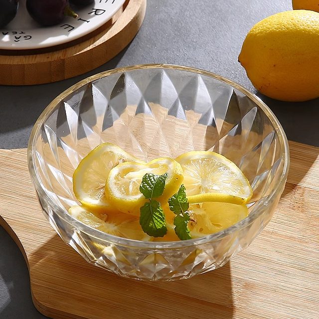 Internet celebrity glass bowl household instant noodles creative salad bowl ins transparent student fruits and vegetables bowl tableware diamonds