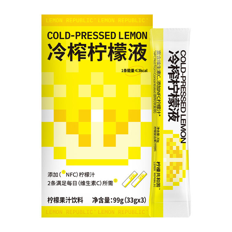 柠檬共和国冷榨液柠檬汁饮品水果汁饮料冲饮6条泡水盒装维生素C - 图3