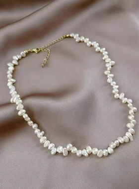 百搭复古小米粒不规则珍珠锁骨链