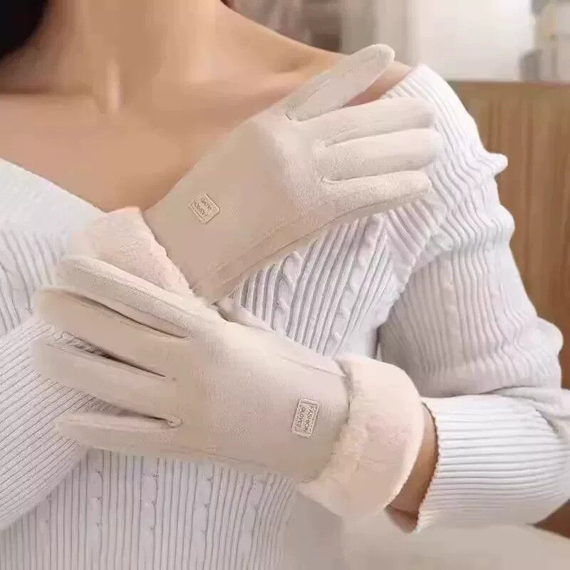 德绒秋冬季可触屏手套