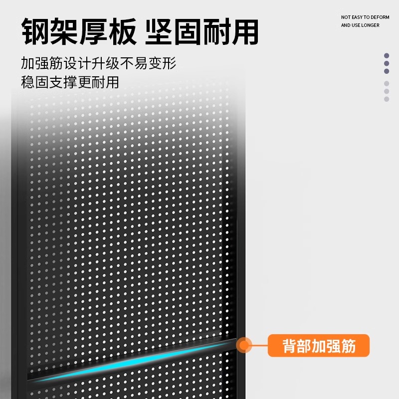 圆孔洞洞板置物架货架不锈钢收纳挂袜子五金工具挂板墙免打孔墙面 - 图1