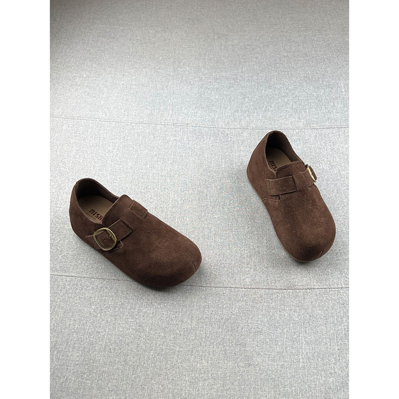 米新款~真皮一脚蹬内增高厚底勃肯鞋2025年秋防滑乐福鞋豆豆鞋女,淘宝优惠券,粉丝福利购,淘宝优惠卷