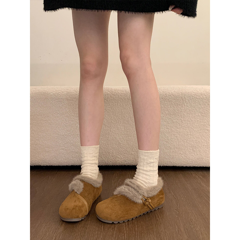 平底加绒保暖全包勃肯鞋毛毛鞋女2025新款冬季雪地靴毛绒豆豆棉鞋,淘宝优惠券,粉丝福利购,淘宝优惠卷