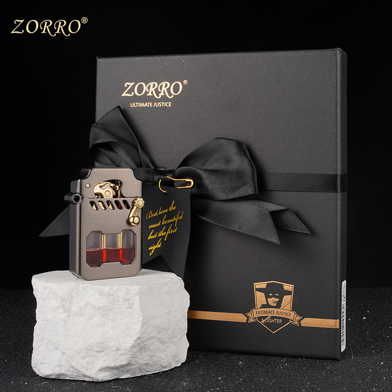 ZORRO佐罗煤油打火机摇臂机甲透明三色彩仓防风礼弹射加油金属 - 图2