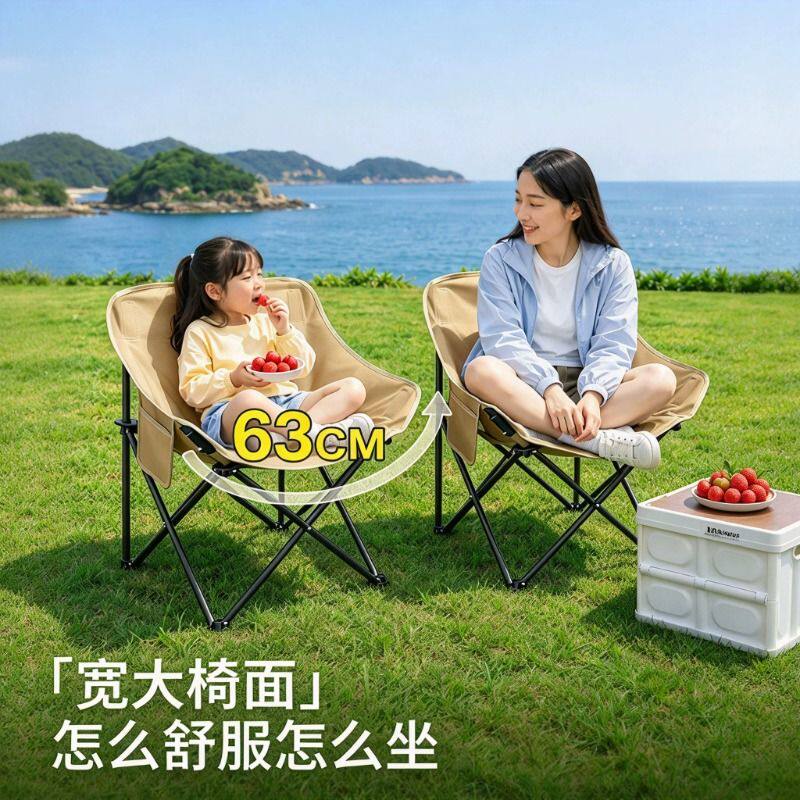 月亮椅户外可折叠椅便携靠背露营椅沙滩椅钓鱼折叠凳板凳野餐椅子