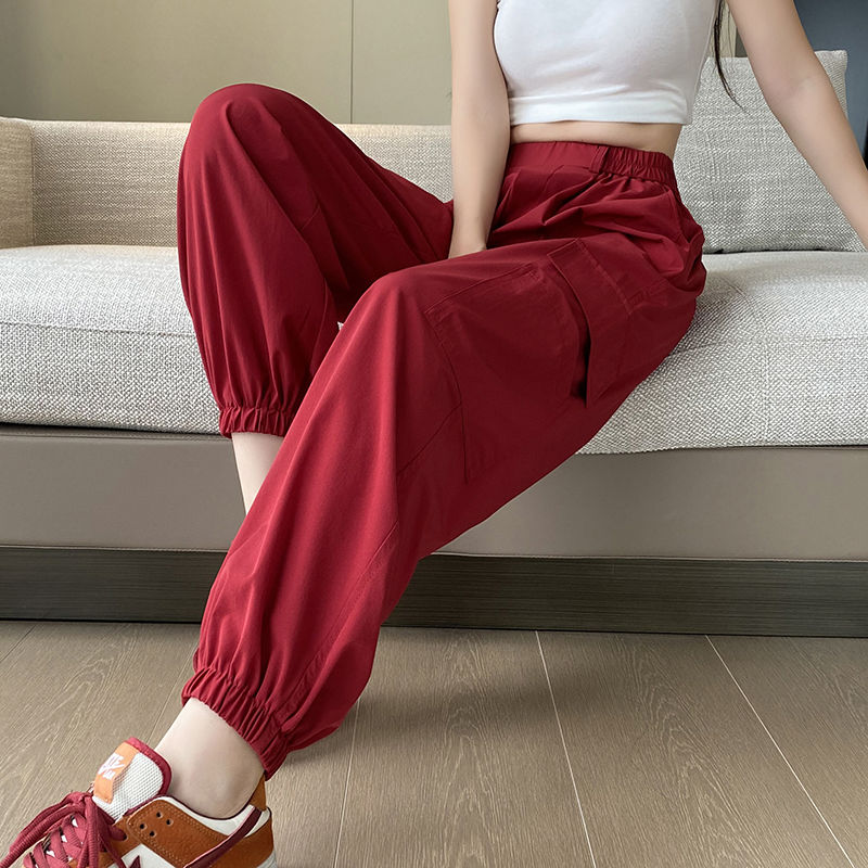 Women's summer thin black quick-drying sweatpants