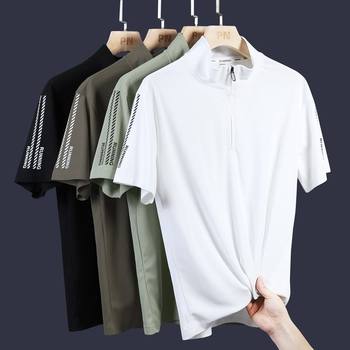 Lonely product men's business summer breathable and cool ເສື້ອໂປໂລແຂນສັ້ນ t-shirt threaded stand collar large size top t-blood