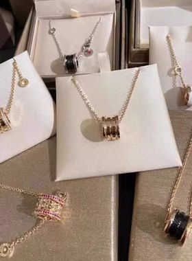 小蛮腰项链弹簧镶钻项链男女纯银陶瓷小红人慈善款情侣吊坠玫瑰金