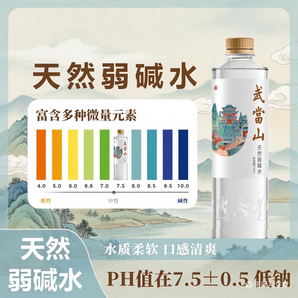 武当山天然弱碱水整箱装多种规格饮用水山水水源长期碱性纯净