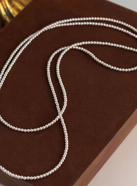 小米珠珍珠项链女夏2026新款长款叠戴小众法式颈链白色叠加简约