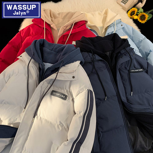 WASSUP JALYN加厚保暖棉服男女款冬季宽松面包服假两件青少年棉衣 - 图1
