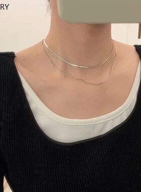银色双层叠戴蛇骨项链女新款2026爆款锁骨链轻奢小众脖子颈链配饰