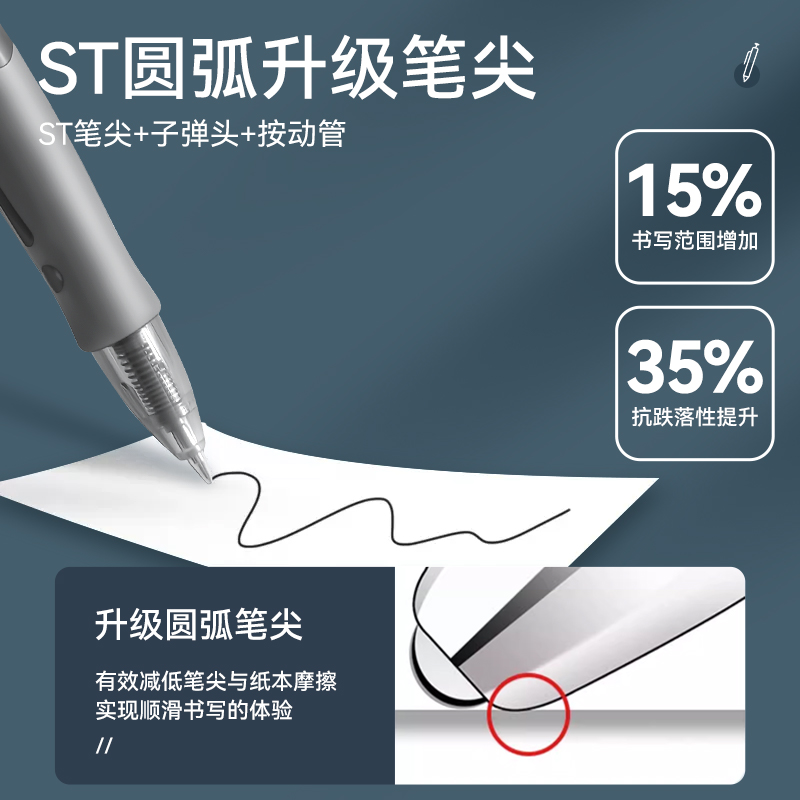 晨光同款按动中性笔0.5mm考试刷题黑色按压式水笔护士墨蓝处方圆珠笔水性签字笔芯教师红笔办公文具速干顺滑