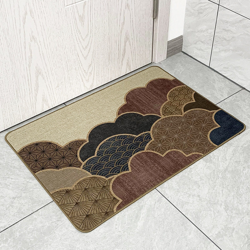 Linen entrance door mats, carpet door mats, bedroom simple kitchen bathroom bathroom non-slip absorbent foot mats