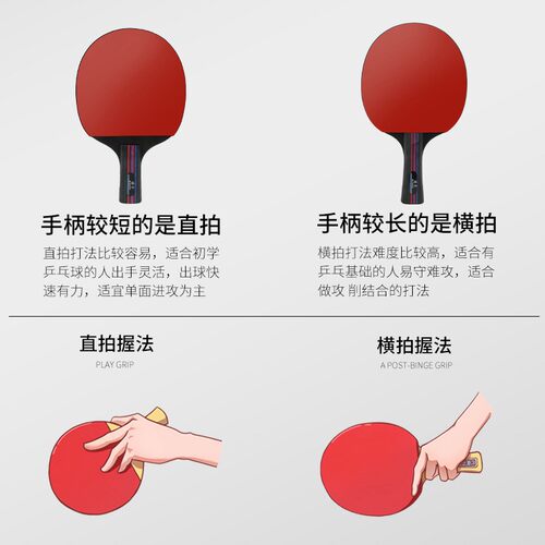 芈潮乒乓球拍正品旗舰店儿童成人套装专业级兵乓球拍胶皮直拍长柄 - 图2
