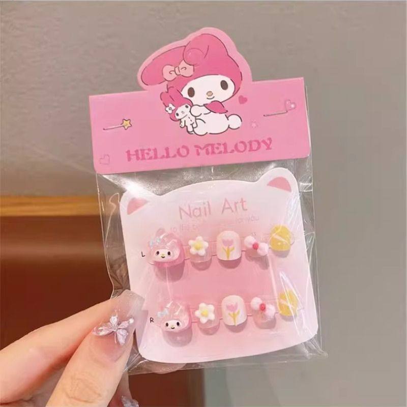 儿童库洛米软假指甲贴宝宝美甲贴片穿戴甲小女孩可爱无毒红色紫色,淘宝优惠券,粉丝福利购,淘宝优惠卷