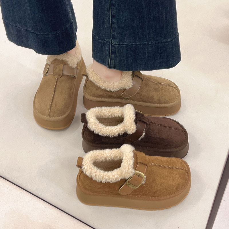 厚底增高全包加绒勃肯鞋女2025秋冬一脚蹬毛毛棉鞋保暖加厚雪地靴,淘宝优惠券,粉丝福利购,淘宝优惠卷