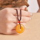 Gold silk jade safety buckle necklace for women, high-end niche light luxury pendant, birthday and Valentine's Day gift for girlfriend
