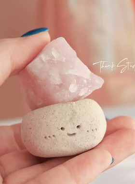 手工制作香港小豆丁水晶摆件水晶原石上班搭子纯手工礼物工位粉晶