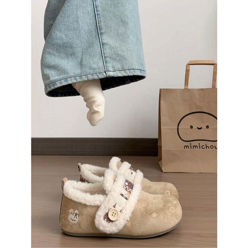 加绒保暖勃肯鞋女2025冬季新款复古魔术贴防滑毛毛鞋厚底雪地棉靴,淘宝优惠券,粉丝福利购,淘宝优惠卷