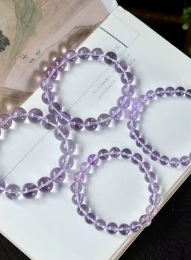 超高品质平替稀有仿玻利维亚紫水晶紫水手链干净透亮圆珠手串多圈