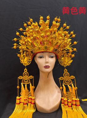 戏剧表演用品头饰婚纱礼服配件凤冠蝴蝶冠全金凤冠帽子