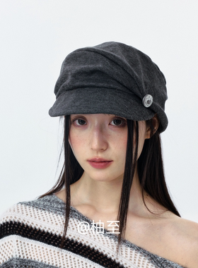 韩系慵懒风堆堆报童帽子女春秋冬季日系显脸小鸭舌帽ins可折叠