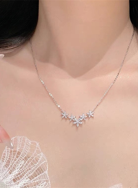 s999银足银繁花项链送女友2025新款高级感轻奢送闺蜜生日礼物女款