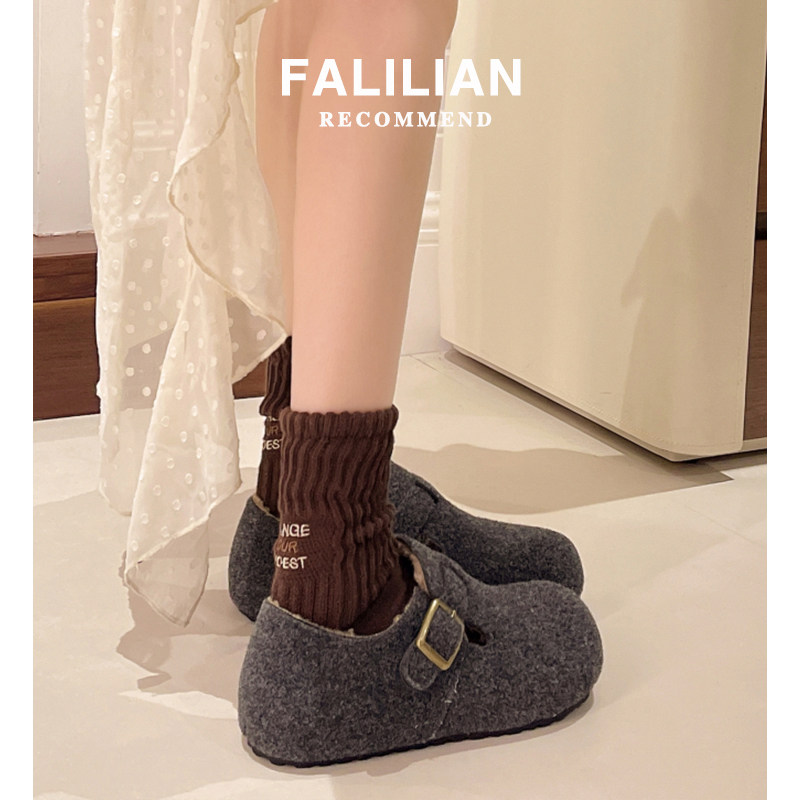 灰色勃肯鞋女鞋子2025秋冬新款爆款一脚蹬懒人鞋加绒博肯棉鞋平底,淘宝优惠券,粉丝福利购,淘宝优惠卷