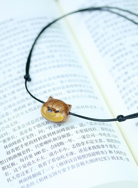 树哥男女情侣檀木镶嵌榫卯吊坠