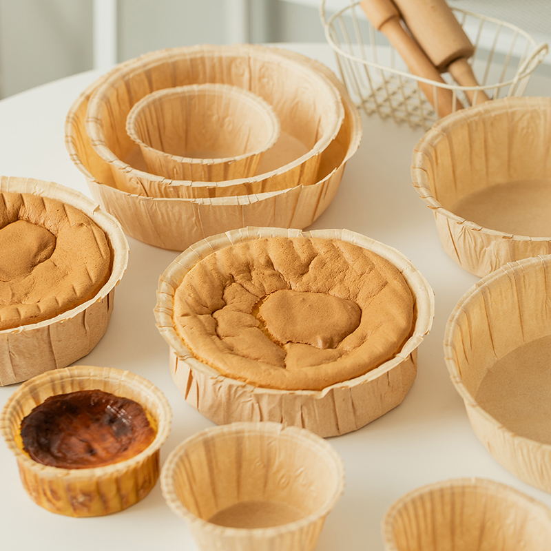 一次性戚风蛋糕模具纸模4/6/8寸空气炸锅烤箱家用烘焙巴斯克油纸 - 图0