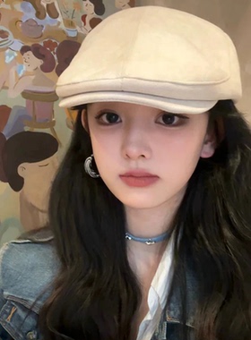 韩版文艺复古鸭舌前进帽女显脸小