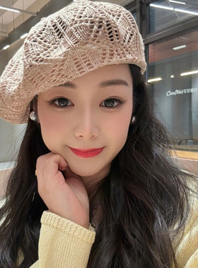 夏季网眼透气薄款贝雷帽显脸小女