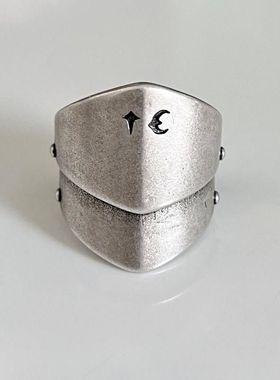 新款铠甲银色戒指复古做旧款