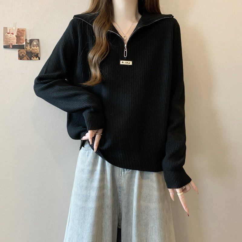 大码女装遮肚子半拉链毛衣针织衫女秋冬胖妹妹宽松显瘦长袖打底衫,淘宝优惠券,粉丝福利购,淘宝优惠卷