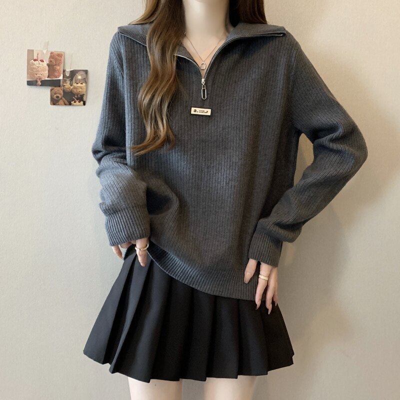 大码女装遮肚子半拉链毛衣针织衫女秋冬胖妹妹宽松显瘦长袖打底衫,淘宝优惠券,粉丝福利购,淘宝优惠卷