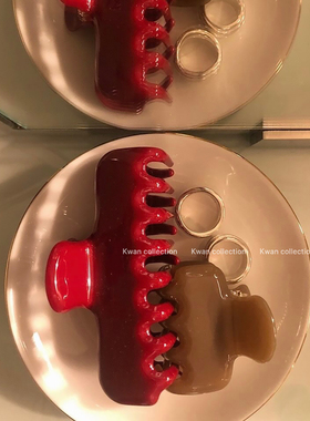 韩国smoothmood同款红色醋酸抓夹