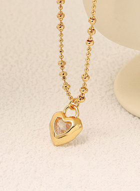 Little joys爱心锆石珠子项链锁骨链小众ins简约通勤气质个性秀气