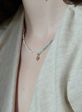 littlejoys海蓝宝珍珠项链