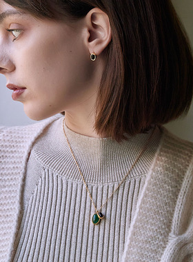 little joys黑绿玛瑙不对称项链小众ins欧美高级感时尚个性毛衣链